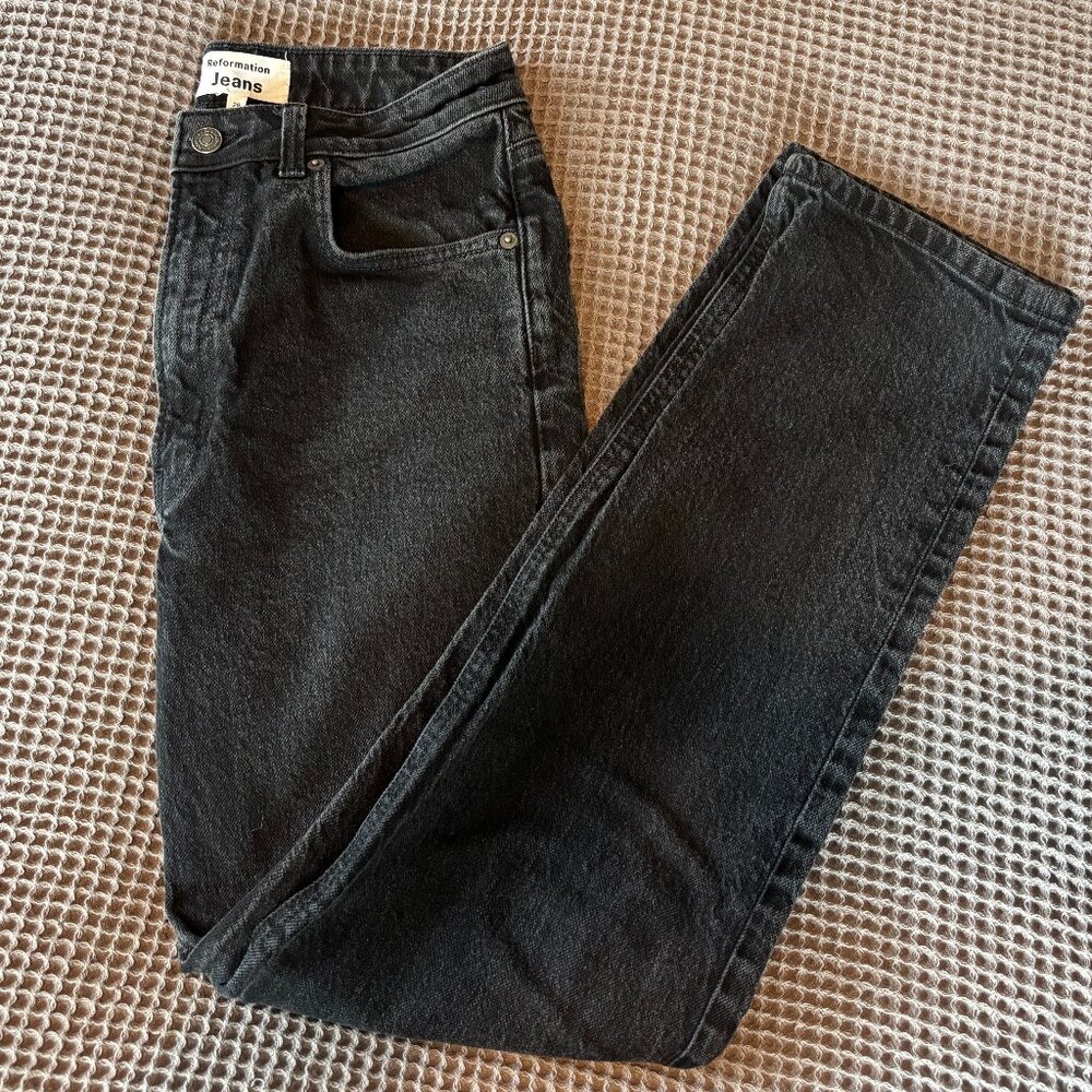 Reformation Liza Ultra High Rise Straight Jeans Black High-waisted Jeans - Picture 2 of 4